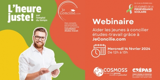 Webinaire : aider les jeunes à concilier études-travail grâce à JeConcilie!